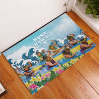 Hawaii Outrigger Canoe Race Rubber Doormat Polynesian Style Watercolor Style LT05 - Polynesian Pride