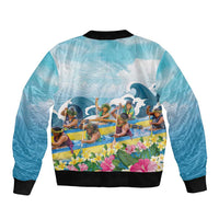 Hawaii Outrigger Canoe Race Sleeve Zip Bomber Jacket Polynesian Style Watercolor Style LT05 - Polynesian Pride