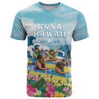Hawaii Outrigger Canoe Race T Shirt Polynesian Style Watercolor Style LT05 Blue - Polynesian Pride