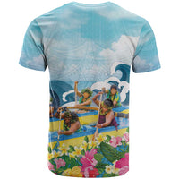 Hawaii Outrigger Canoe Race T Shirt Polynesian Style Watercolor Style LT05 - Polynesian Pride