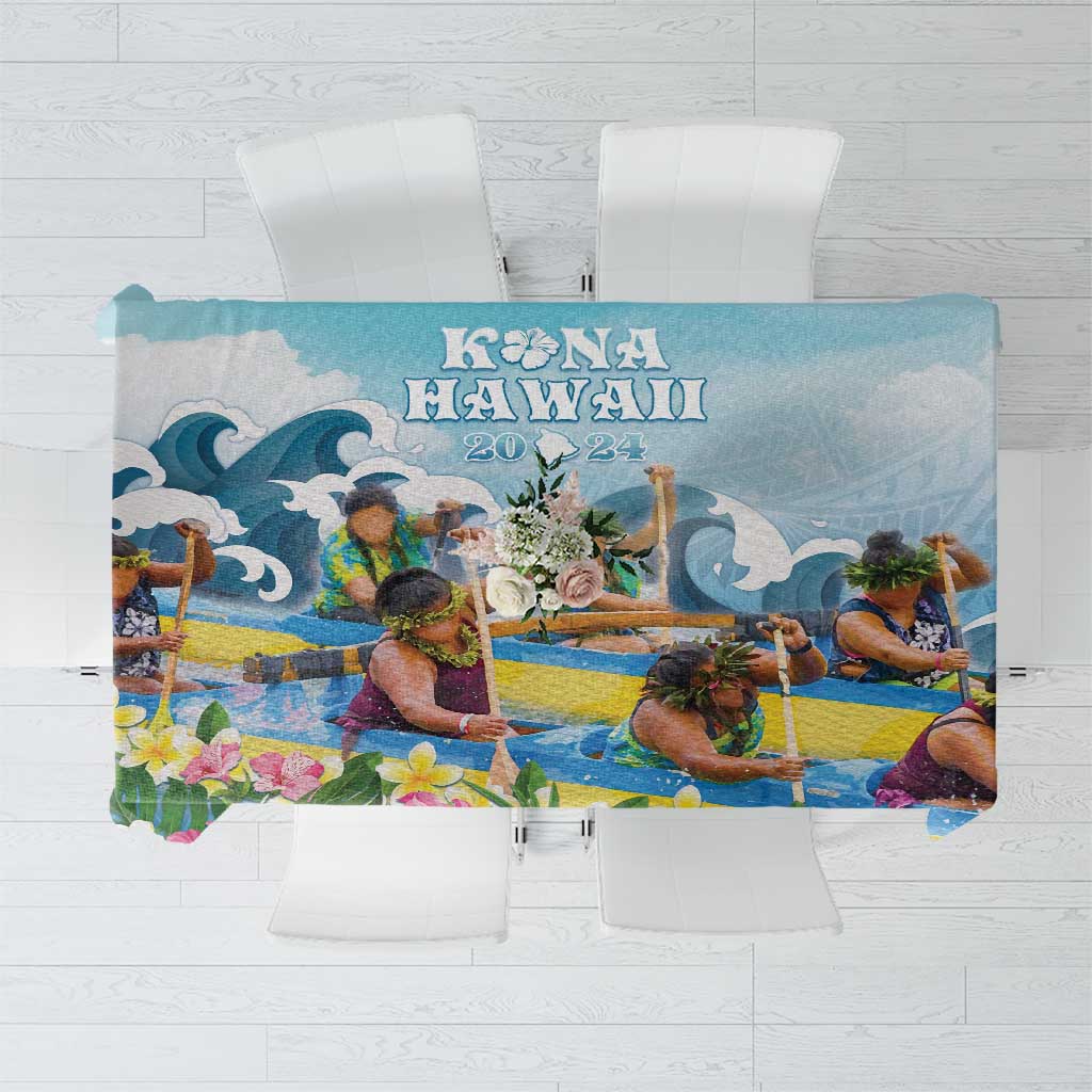 Hawaii Outrigger Canoe Race Tablecloth Polynesian Style Watercolor Style