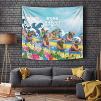 Hawaii Outrigger Canoe Race Tapestry Polynesian Style Watercolor Style LT05 - Polynesian Pride