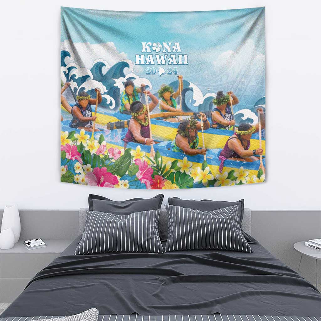 Hawaii Outrigger Canoe Race Tapestry Polynesian Style Watercolor Style LT05 - Polynesian Pride