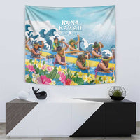 Hawaii Outrigger Canoe Race Tapestry Polynesian Style Watercolor Style LT05 - Polynesian Pride