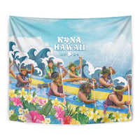 Hawaii Outrigger Canoe Race Tapestry Polynesian Style Watercolor Style LT05 - Polynesian Pride