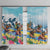 Hawaii Outrigger Canoe Race Window Curtain Polynesian Style Watercolor Style