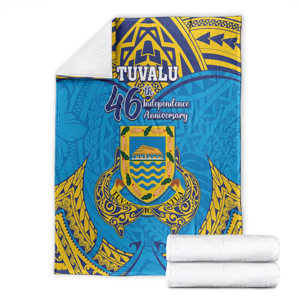 Tuvalu Independence Day Blanket Coat Of Arms With Polynesian Dolphin Tattoo LT05 - Polynesian Pride