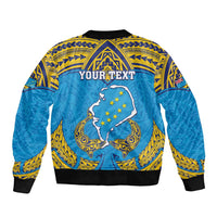 Personalised Tuvalu Independence Day Bomber Jacket Coat Of Arms With Polynesian Dolphin Tattoo LT05 - Polynesian Pride