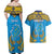 Personalised Tuvalu Independence Day Couples Matching Off Shoulder Maxi Dress and Hawaiian Shirt Coat Of Arms With Polynesian Dolphin Tattoo