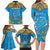 Personalised Tuvalu Independence Day Family Matching Long Sleeve Bodycon Dress and Hawaiian Shirt Coat Of Arms With Polynesian Dolphin Tattoo