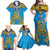 Personalised Tuvalu Independence Day Family Matching Off Shoulder Maxi Dress and Hawaiian Shirt Coat Of Arms With Polynesian Dolphin Tattoo