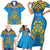 Personalised Tuvalu Independence Day Family Matching Short Sleeve Bodycon Dress and Hawaiian Shirt Coat Of Arms With Polynesian Dolphin Tattoo