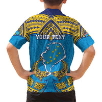 Personalised Tuvalu Independence Day Kid Hawaiian Shirt Coat Of Arms With Polynesian Dolphin Tattoo LT05 - Polynesian Pride