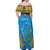 Personalised Tuvalu Independence Day Off Shoulder Maxi Dress Coat Of Arms With Polynesian Dolphin Tattoo