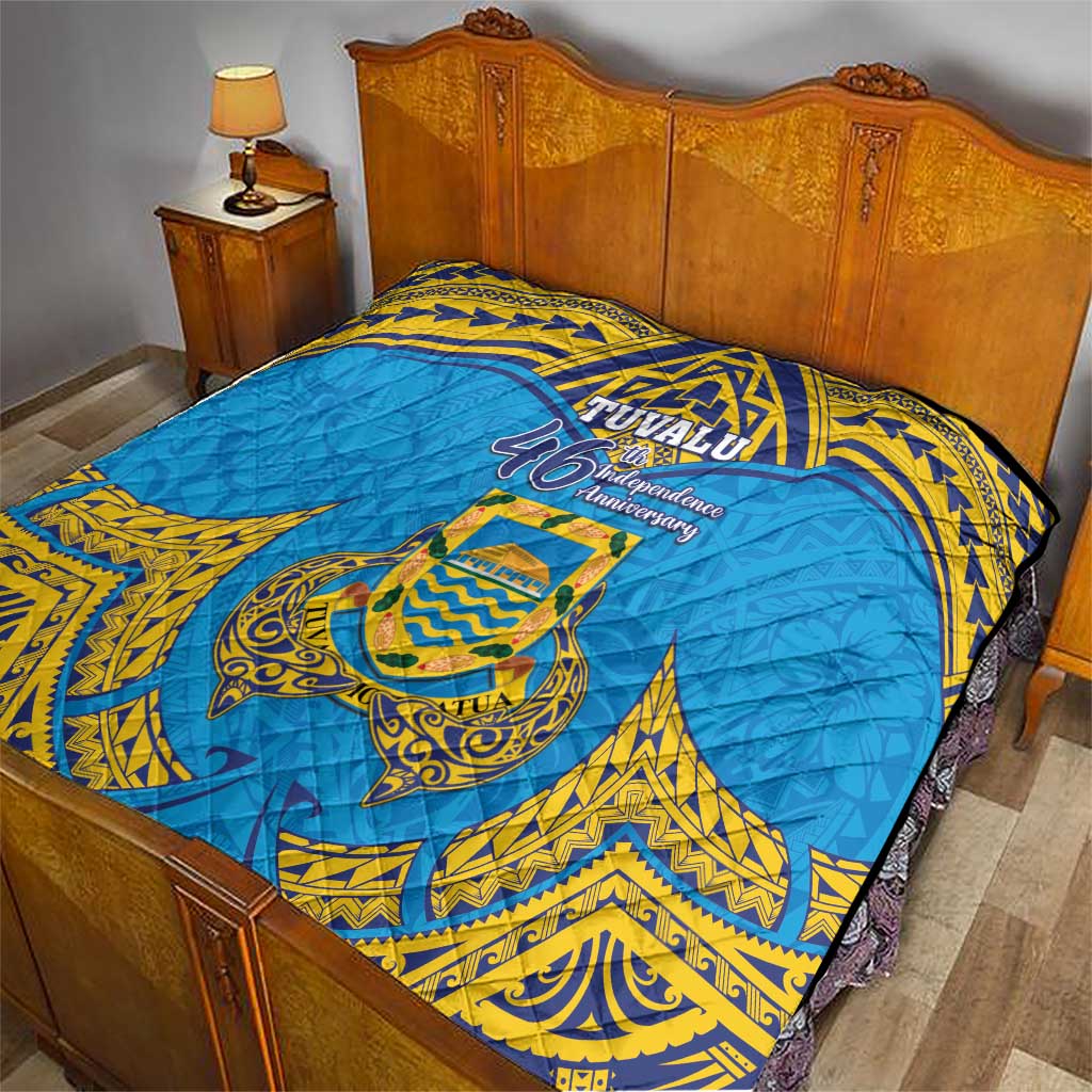 Tuvalu Independence Day Quilt Coat Of Arms With Polynesian Dolphin Tattoo LT05 - Polynesian Pride