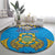 Tuvalu Independence Day Round Carpet Coat Of Arms With Polynesian Dolphin Tattoo