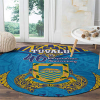 Tuvalu Independence Day Round Carpet Coat Of Arms With Polynesian Dolphin Tattoo LT05 - Polynesian Pride