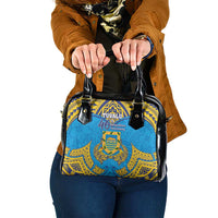 Tuvalu Independence Day Shoulder Handbag Coat Of Arms With Polynesian Dolphin Tattoo LT05 One Size Blue - Polynesian Pride