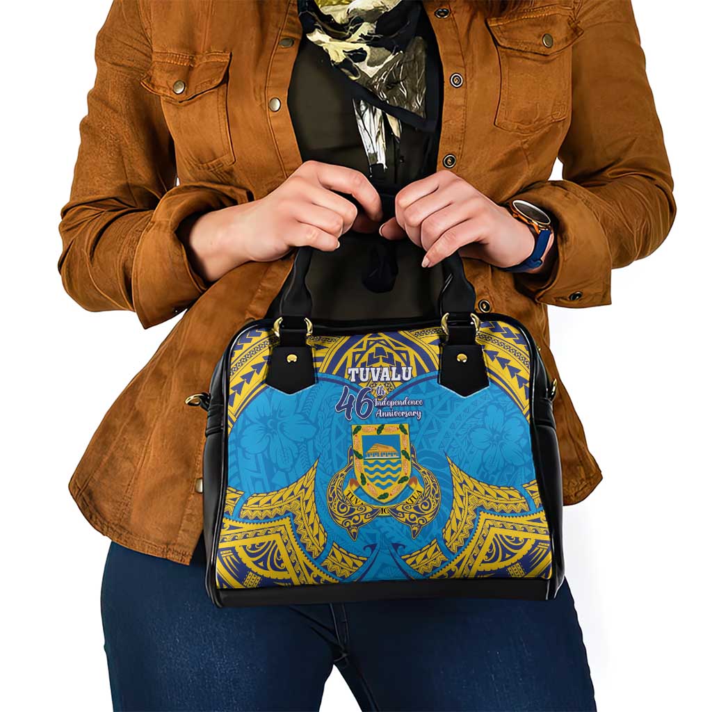 Tuvalu Independence Day Shoulder Handbag Coat Of Arms With Polynesian Dolphin Tattoo LT05 - Polynesian Pride