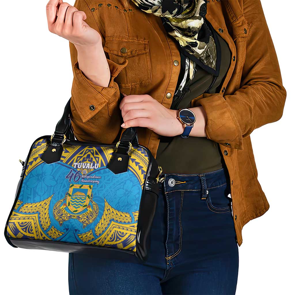 Tuvalu Independence Day Shoulder Handbag Coat Of Arms With Polynesian Dolphin Tattoo LT05 - Polynesian Pride