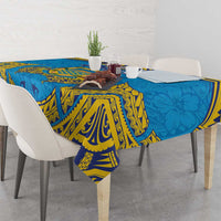 Tuvalu Independence Day Tablecloth Coat Of Arms With Polynesian Dolphin Tattoo LT05 - Polynesian Pride