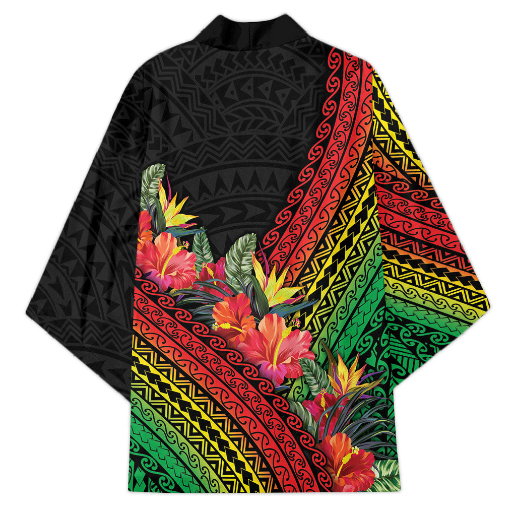 Retro Hawaiian Singer Kimono Polynesian Style Tropical Flowers LT05 - Polynesian Pride