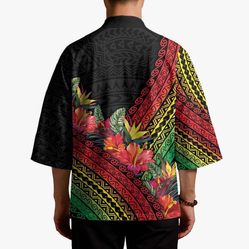 Retro Hawaiian Singer Kimono Polynesian Style Tropical Flowers LT05 - Polynesian Pride