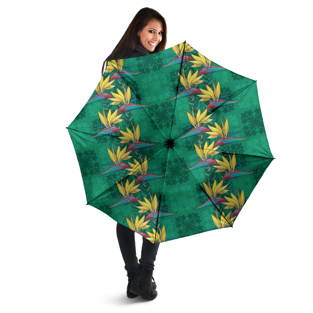 Hawaii Waikiki King Umbrella Green Quilt With Pua Manu LT05 - Polynesian Pride