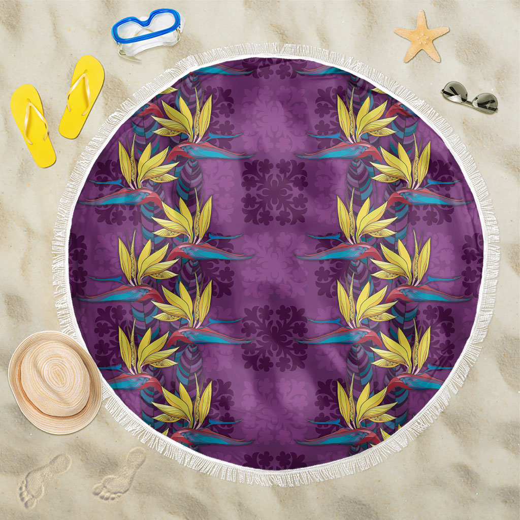 Hawaii Waikiki King Beach Blanket Purple Quilt With Pua Manu LT05 One Size 150cm Purple - Polynesian Pride