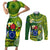 Personalized Cook Islands Couples Matching Short Sleeve Bodycon Dress and Long Sleeve Button Shirts Coat Of Arms Plumeria Polynesian Turtle LT05 Green - Polynesian Pride