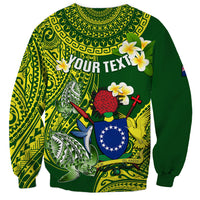 Personalized Cook Islands Sweatshirt Coat Of Arms Plumeria Polynesian Turtle LT05 - Polynesian Pride
