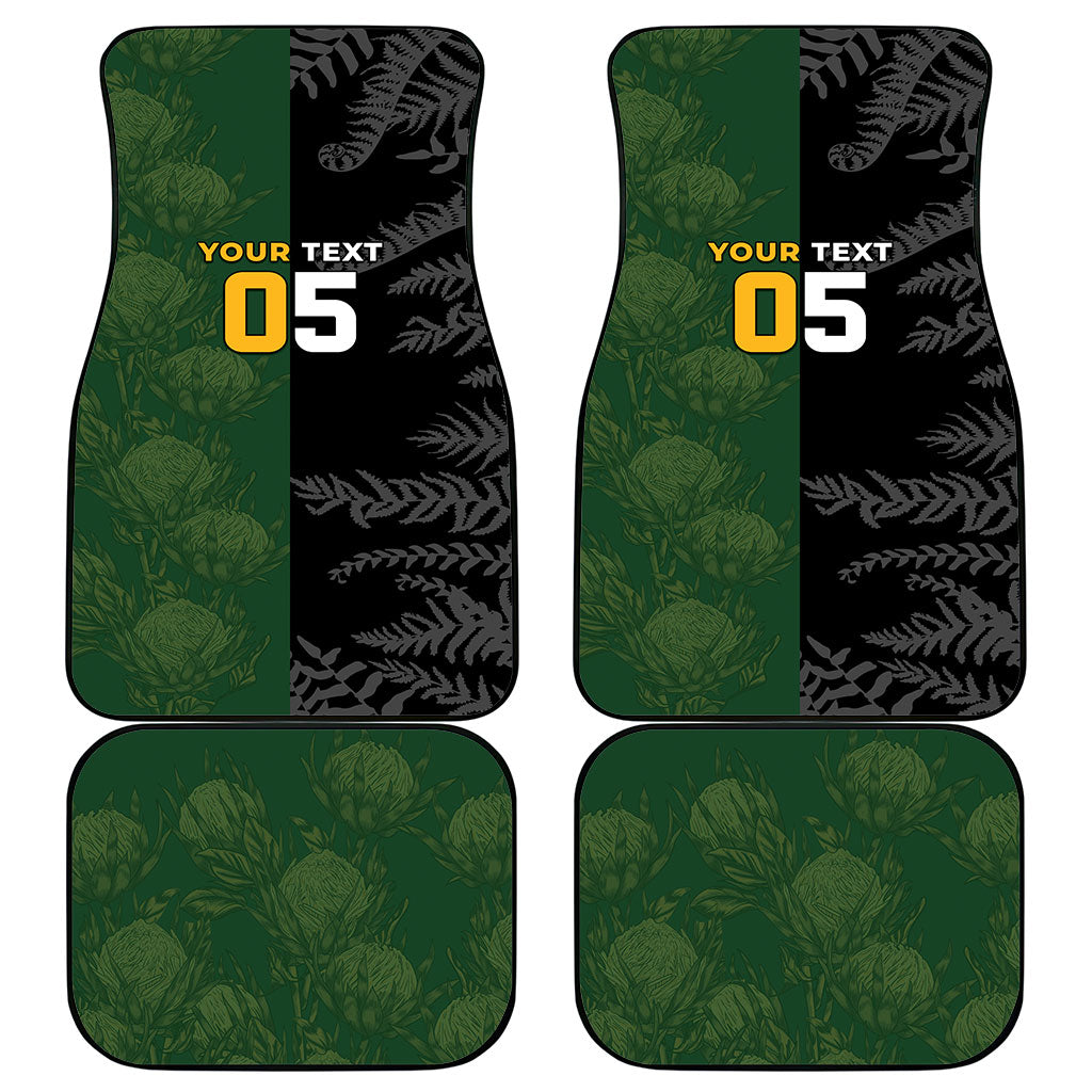 Custom South Africa And New Zealand Car Mats Springboks And Kiwis Rugby Rivalry LT05 - Polynesian Pride