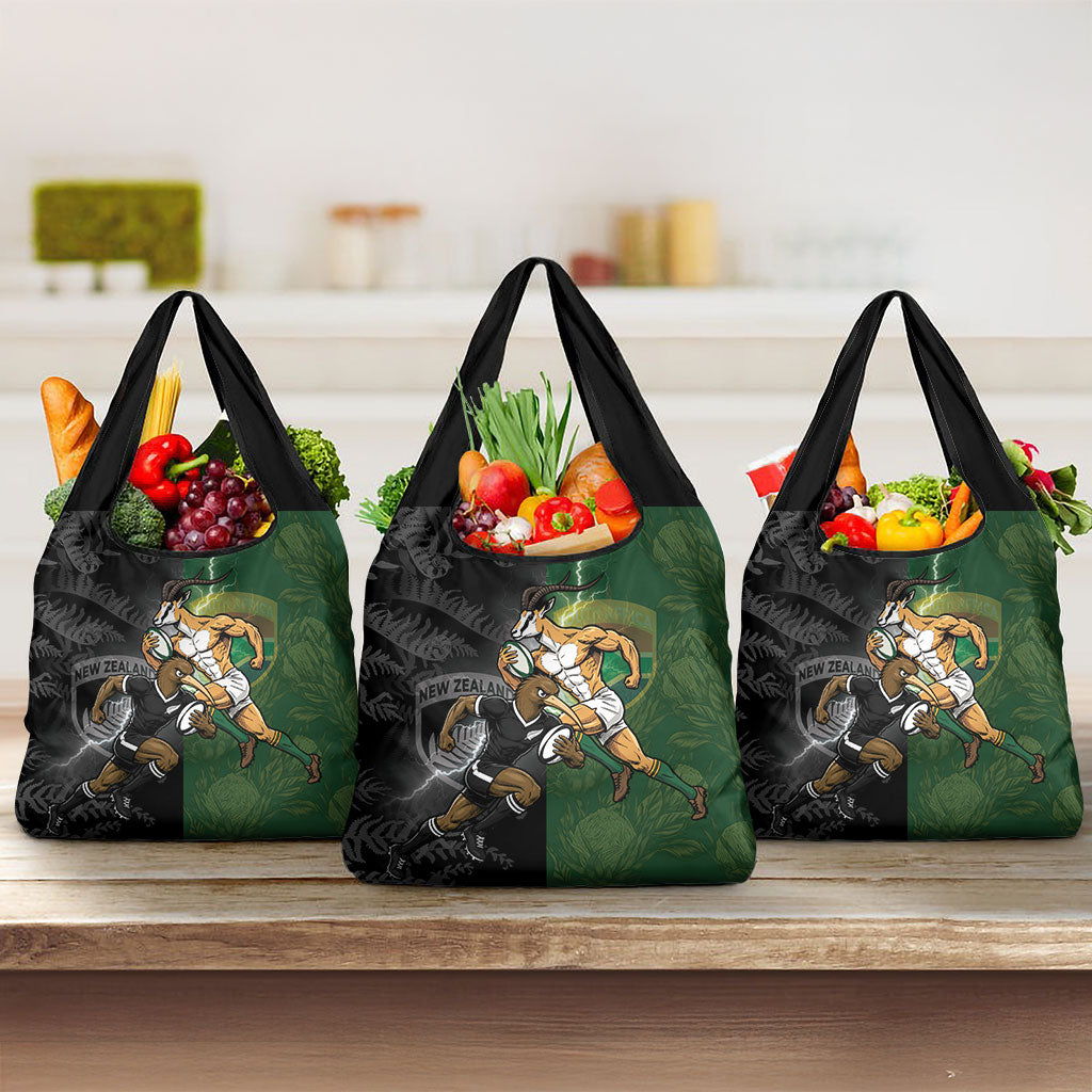 South Africa And New Zealand Grocery Bag Springboks And Kiwis Rugby Rivalry LT05 3-pack One Size Black - Polynesian Pride