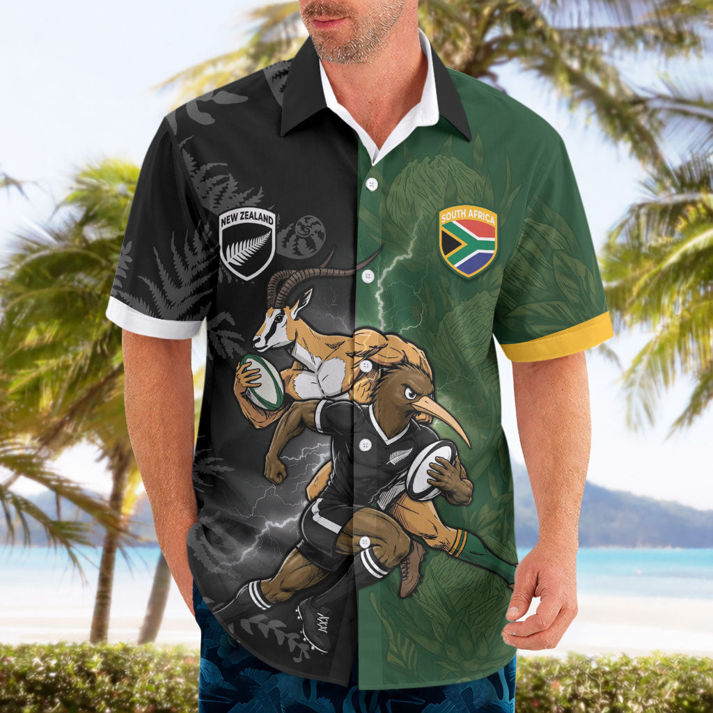 Custom South Africa And New Zealand Hawaiian Shirt Springboks And Kiwis Rugby Rivalry LT05 - Polynesian Pride