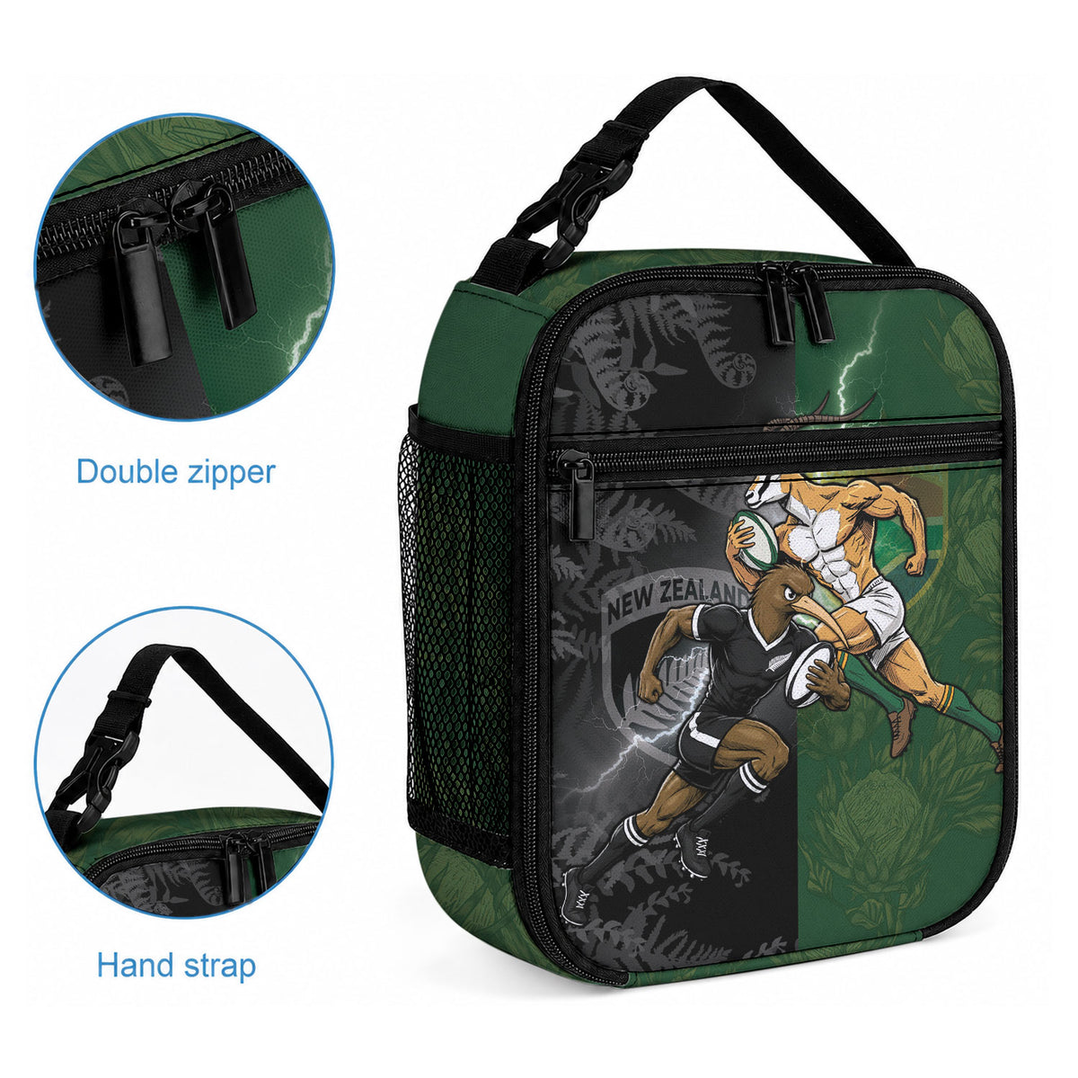 South Africa And New Zealand Lunch Bag Springboks And Kiwis Rugby Rivalry LT05 - Polynesian Pride