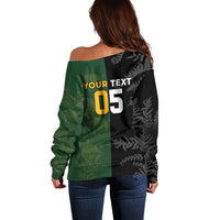 Custom South Africa And New Zealand Off Shoulder Sweater Springboks And Kiwis Rugby Rivalry LT05 - Polynesian Pride