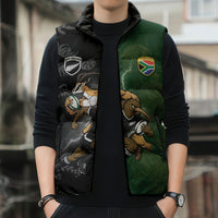 Custom South Africa And New Zealand Sleeveless Puffer Jacket Springboks And Kiwis Rugby Rivalry LT05 - Polynesian Pride