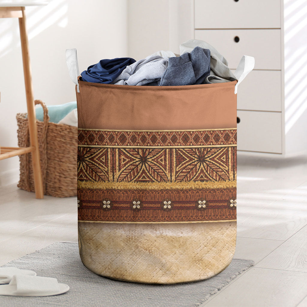 Polynesian Princess Inspired Cosplay Costume Laundry Basket Traditional Tapa Pattern LT05 Brown - Polynesian Pride
