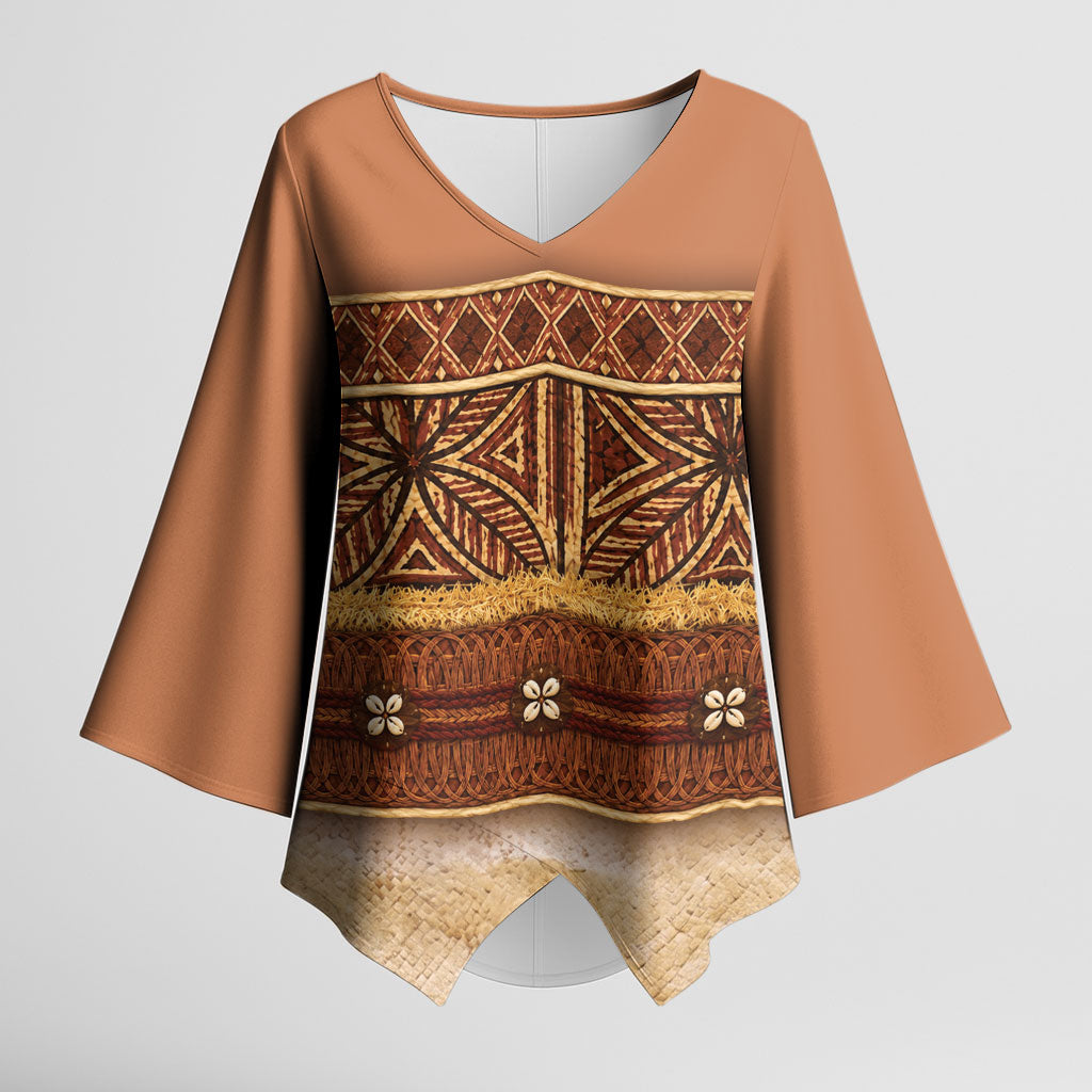 Polynesian Princess Inspired Cosplay Costume Kimono Sleeve Blouse Traditional Tapa Pattern LT05 Female Brown - Polynesian Pride