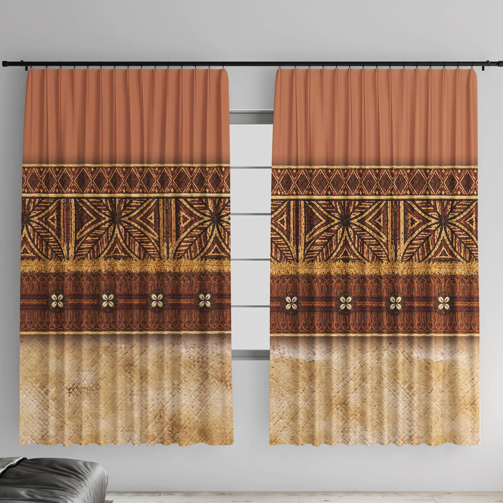 Polynesian Princess Inspired Cosplay Costume Window Curtain Traditional Tapa Pattern LT05 With Hooks Brown - Polynesian Pride