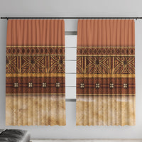 Polynesian Princess Inspired Cosplay Costume Window Curtain Traditional Tapa Pattern LT05 With Hooks Brown - Polynesian Pride