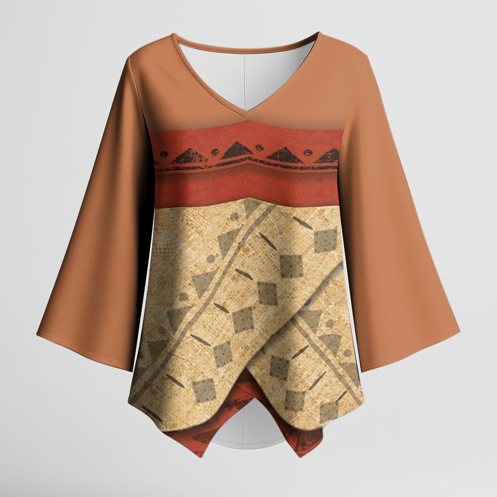 Island Elder Inspired Costume Kimono Sleeve Blouse Polynesian Tribal Pattern LT05 Female Multicolor - Polynesian Pride