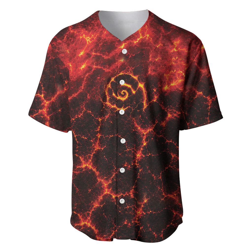 Lava Monster Costume Baseball Jersey Fiery Lava Spiral LT05 Red - Polynesian Pride