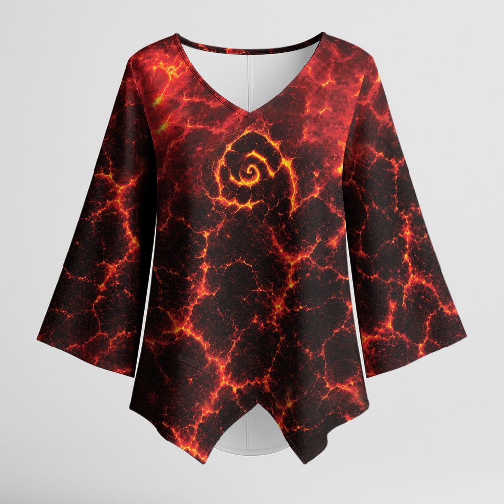 Lava Monster Costume Kimono Sleeve Blouse Fiery Lava Spiral LT05 Female Red - Polynesian Pride
