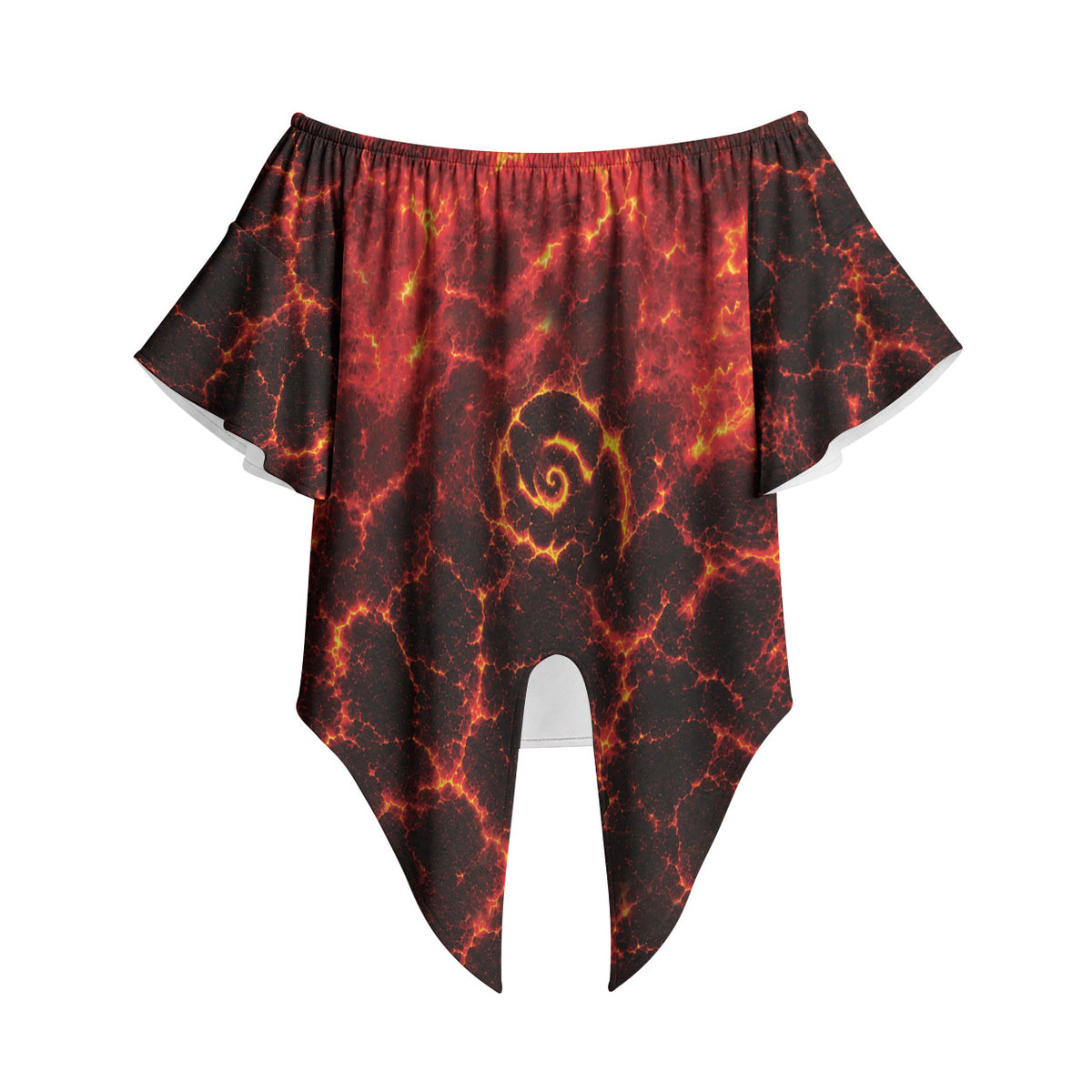 Lava Monster Costume Off Shoulder Wrap Waist Top Fiery Lava Spiral LT05 - Polynesian Pride