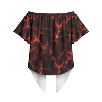 Lava Monster Costume Off Shoulder Wrap Waist Top Fiery Lava Spiral LT05 - Polynesian Pride