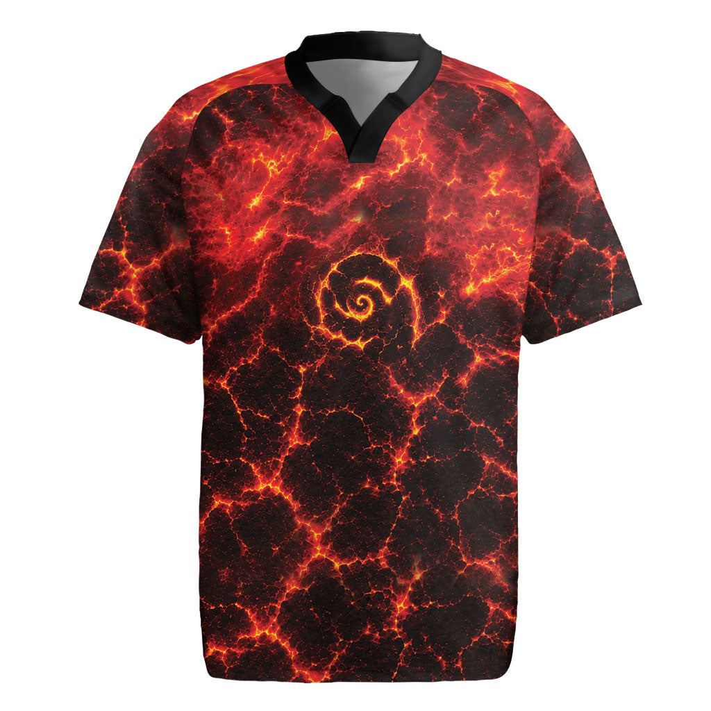 Lava Monster Costume Rugby Jersey Fiery Lava Spiral LT05 Red - Polynesian Pride