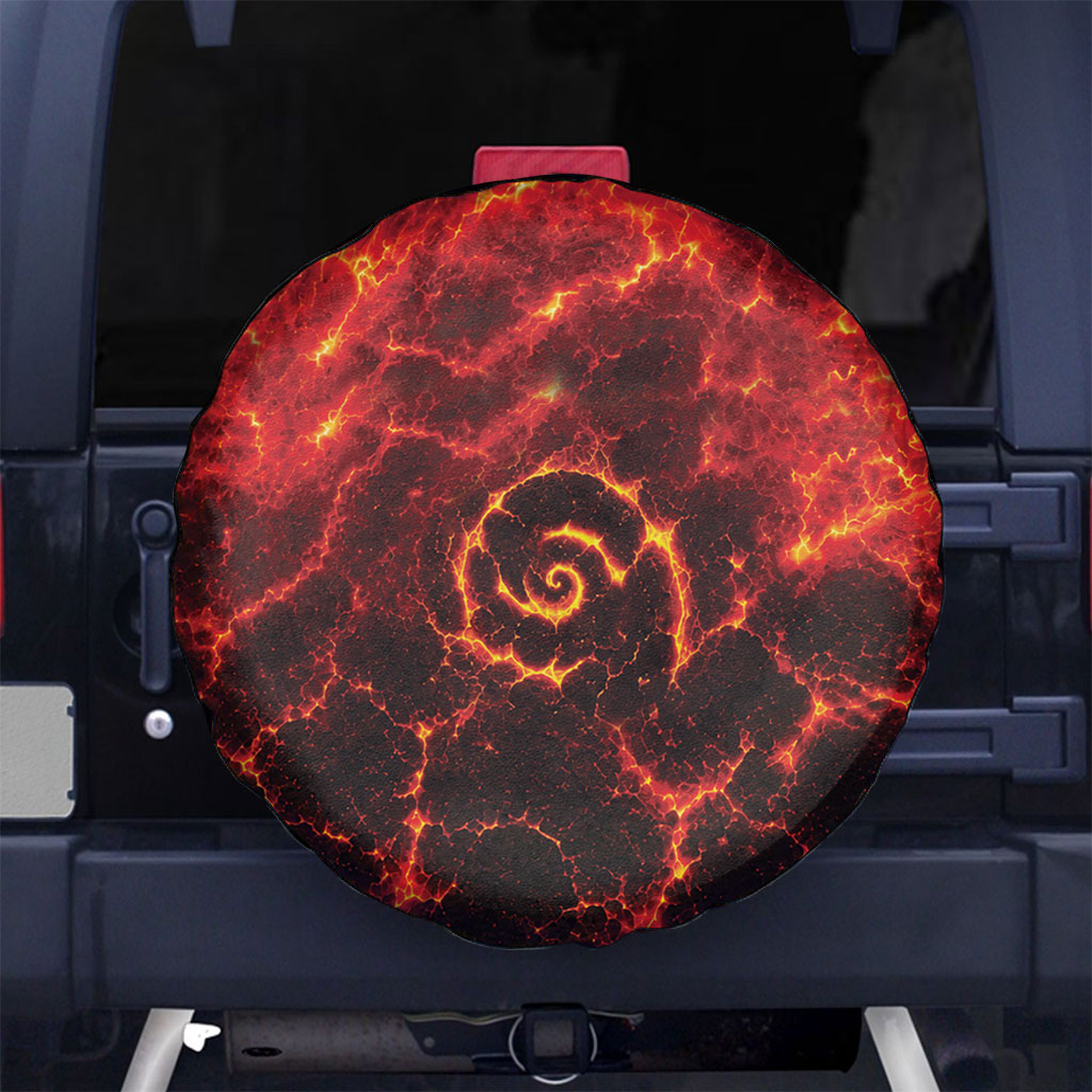 Lava Monster Costume Spare Tire Cover Fiery Lava Spiral LT05 No hole Red - Polynesian Pride