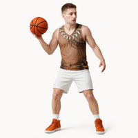 Polynesian Chief Inspired Costume Basketball Jersey Tribal Pattern With Tooth Necklace