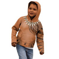 Polynesian Chief Inspired Costume Kid Hoodie Tribal Pattern With Tooth Necklace